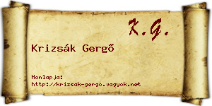 Krizsák Gergő névjegykártya